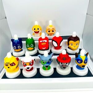 Good 2 Grow Juice Bottle Toppers Lot Of 12 Mixed Characters.